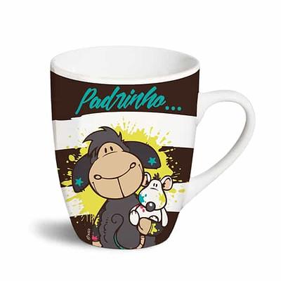 CANECA FANCY MUGS - "PADRINHO...CONTIGO O MUNDO FICA MAIS COLORIDO"