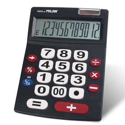 CALCULADORA MILAN, 12 DIGIT. PRETA