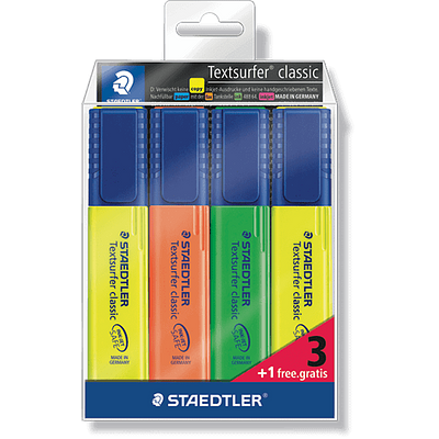 MARCADORES FLUORESCENTES TEXTSURFER CLASSIC STAEDTLER 3+1