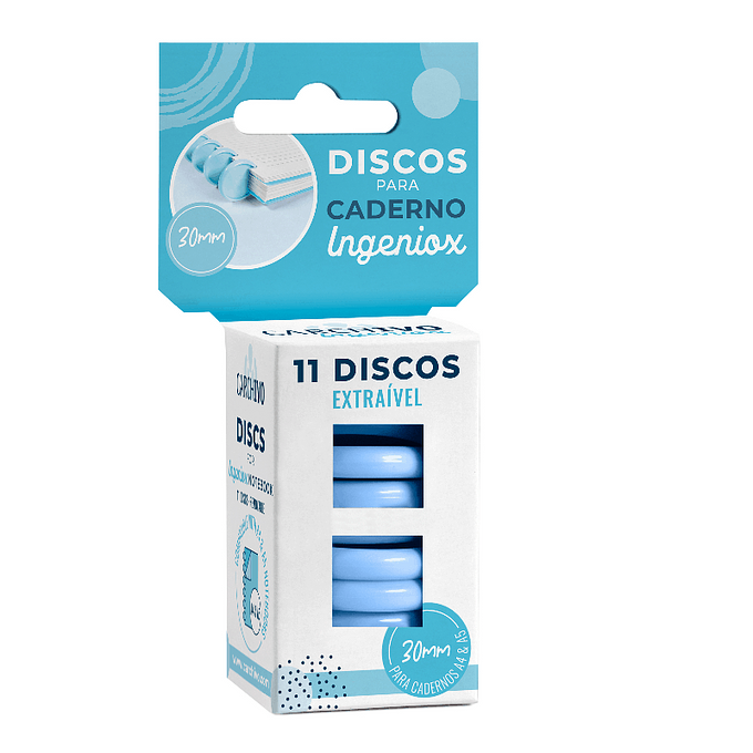 Discos para caderno,11 unidades, azul.