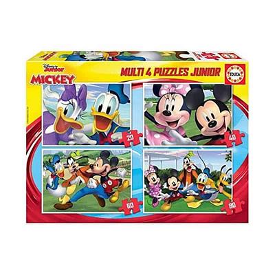 Este é um set de 4 puzzles com imagens do Michey, da Minnie e dos seus amigos com diferentes níveis de dificuldade, de 20 a 80 peças.nn