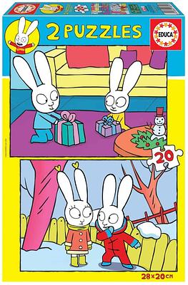 Estes 2 puzzles sao compostos por grandes peças, perfeitamente acabadas para que o manuseamento pelas crianças seja simples e seguro.nPeças por puzzle: 20