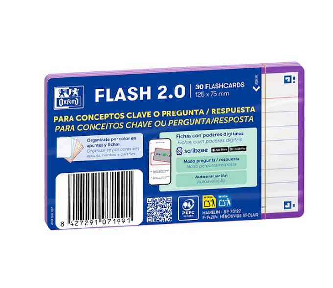 FLASHCARDS 2.0 OXFORD 75X125 30F 1LINHA ROXO