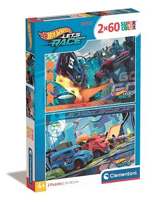 Puzzle 2x60 peças, super hotwheels , a partir dos 4 anos de idade.