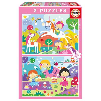 Estes 2 puzzles são compostos por grandes peças para que o manuseamento pelas crianças seja simples e seguro. Tem o tema do mundo da fantasia! nn