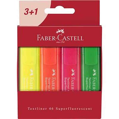 FABER CASTELL - MARCADORES FLURESCENTES CX - 4 UND