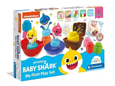 Conteúdo:n-3 personagens do Baby Sharkn-8 blocos Soft Clemmyn-1 caixa do tesouron-1 barco à velan-1 peixinhon-1 estrela-do-mar.