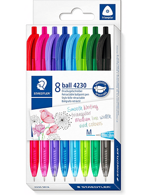 CONJUNTO DE 8 ESFEROGRÁFICAS DE MOLA, CORES SORTIDAS