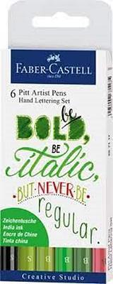 FABER CASTELL - SET VERDES - CX. 6 MARCADORES PITT CALIGRAFIA