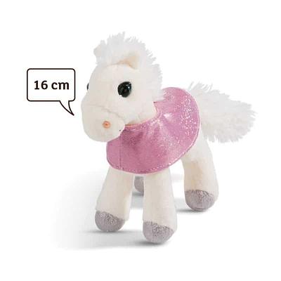 CAVALO MUSTANG BRANCO 16CM EM PE C SELA EM PANO