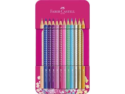 FABER CASTEL - CAIXA DE METAL COM LAPIS DE COR SPARKLE CX.12