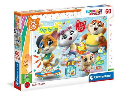 Puzzle 44 Cats, composto por 60 elementos.nAs cores únicas da impressão foram obtidas graças ao uso da tecnologia super color.nTamanho do quebra-cabeça 33,5 x 23,5 cm