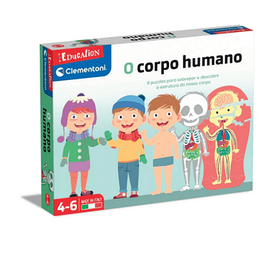 Detalhe do produto:n- Composto por puzzles sobreponíveis;n- Do esqueleto aos orgãos e da pele á roupa;nnAviso: Recomendado para crianças entre os 4 e 6 anos.