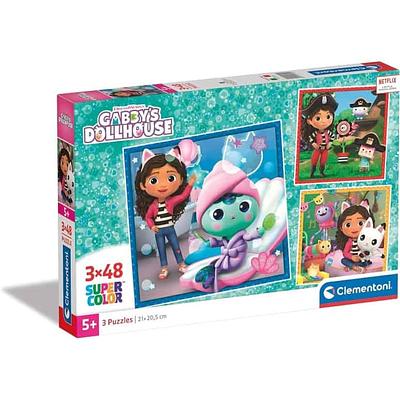 Detalhe do produto:n- 3 puzzles de 48 peças;n- Imagem da casinha de bonecas da Gabby;n- Dimensão: 21x20.5cm;