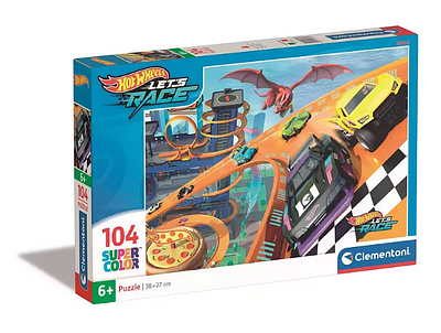 Puzzle 104 peças, super hotwheels , a partir dos 6 anos de idade.