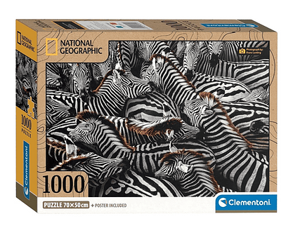 Puzzle 1000 peça, zebras em holdi, 70x50 cm, a partir dos 12 anos de idade.