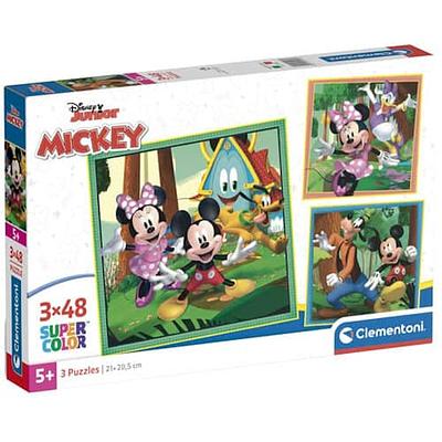 Detalhe do produto:n- 3 puzzles com 48 peças cada;n- Tema Michey e amigos;n- Formato quadrado;nnNota: Recomendado a partir dos 5 anos.