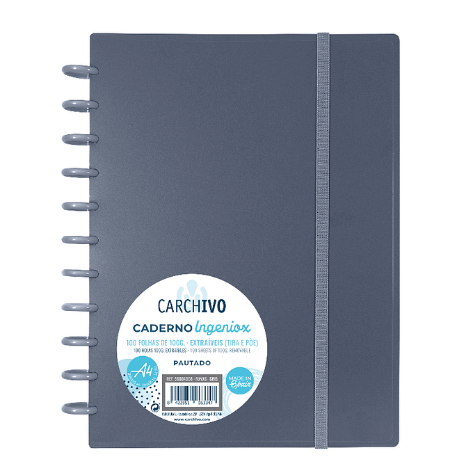 CADERNO INTELIGENTE INGENIOX, A4, 100fls, PAUTADO - CINZA — imagem 2