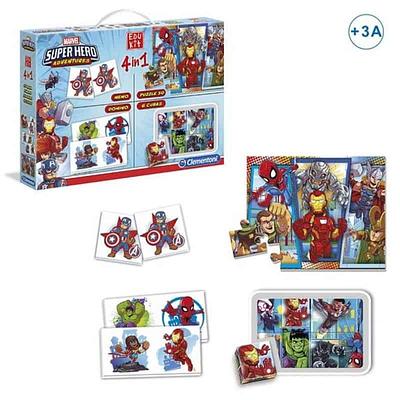 Um extenso kit de jogos 4-em-1 com divertidos puzzles, jogos de memória, dominós e cubos na companhia das fantásticas personagens de Super Heróis.nn