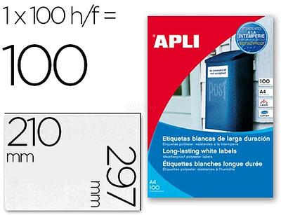 ETIQUETAS ADESIVAS APLI 12121 FORMATO 210X297 MM POLIESTER RESISTENTE A INTEMPERIE