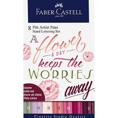 FABER CASTELL - SET LETTERING  CX. 8 PITT ARTIST PEN (1X S+7XPINCEL) "FLORES"