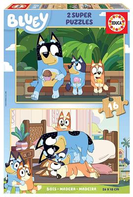 Dois puzzles com 16 peças cada um com a imagem da Bluey. Fazer puzzles ajuda no desenvolvimento dos seus mais pequenos e é um ótimo passatempo para eles.