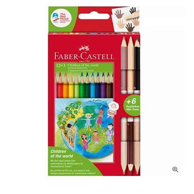 FABER CASTELL - LAPIS COR + 3 BICOLOR TONS PELE CX.12
