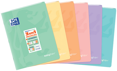 CADERNO AGRAFADO A4 48F PAUTADO CORES PASTEL