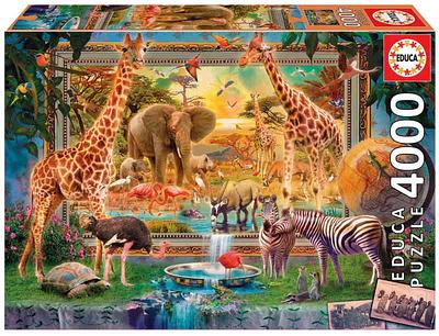 Relaxe montando a paisagem cativante da savana africana, onde a majestade das girafas e a presença imponente dos elefantes se entrelaçam num pôr do sol vibrante.