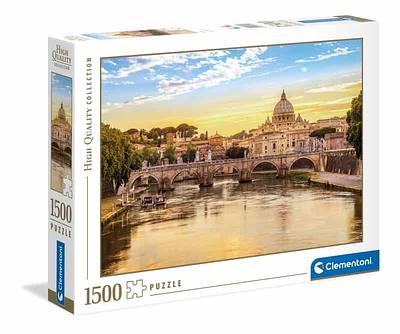 Quebra-cabeça de 1500 peças. Imagens de Roma em alta qualidade com vista para uma das pontes mais famosas ao entardecer, terraços e pontes românticos. nMede aproximadamente 59,2 x 84,3 cm.