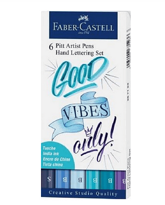 FABER CASTELL - SET LETTERING CX.6 PITT ARTIST PEN (AxS+5xPINCEL) GOOD VIBES
