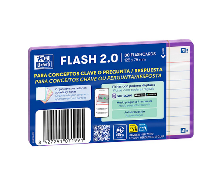 FLASHCARDS 2.0 OXFORD 75X125 30F 1LINHA LILÁS