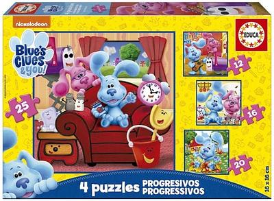 As crianças adoram ver as pistas da Blue e aqui está um desafio para elas. Cada caixa contém 4 puzzles com diferente número de peças (entre 12 e 25), para que as crianças se atrevam com vários níveis.