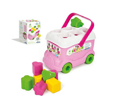 Descrição do produto:n- 1 Carro/balde;n- 9 peças coloridas;n- 6 formas diferentes (cilindro, estrela, triângulo, cubo, flor e coração);nnNota: Idade minima recomendada 10 meses.