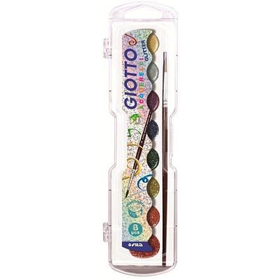 GIOTTO AGUARELAS GLITTER 30 MM CX 8 UDS