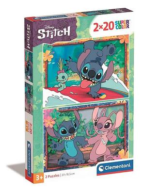 Puzzle 2x20 peças, stitch, a partir dos 3 anos de idade.