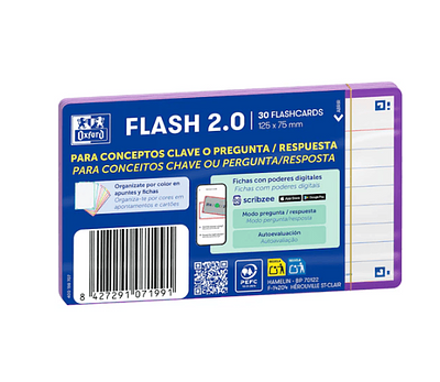 FLASHCARDS 2.0 OXFORD 75X125 30F 1LINHA ROXO