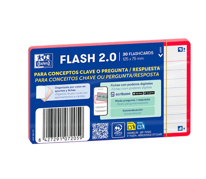 FLASHCARDS 2.0 OXFORD 75X125 30F 1LINHA VERMELHO