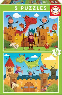 Estes 2 puzzles de 48 peças cada são dirigidos aos mais pequenos para que possam divertir-se e dar asas á sua imaginação.nNota: Recomendado dos 4 aos 6 anos.nnnn