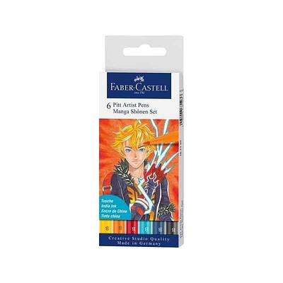 FABER CASTELL - CX. 6 MARCADORES PITT ARTIST PEN MANGA "SHONEN"