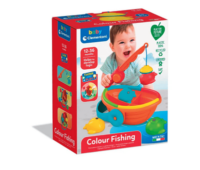 Detalhe do produto:n- uma cana de pesca;n- 4 peixinhos;n- Cesto de arrumação;nnAviso: Recomendado a crianças dos 12 aos 36 meses
