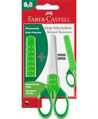 FABER CASTEL - TESOURA ESCOLAR C/ PROTECAO - VERDE