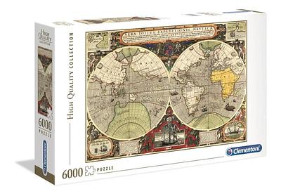 Quebra-cabeça de mapa náutico com 6.000 peças, um globo terrestre antigo e cartas de navegação. Este quebra-cabeça apresenta imagens únicas e qualidade de impressão extraordinária.