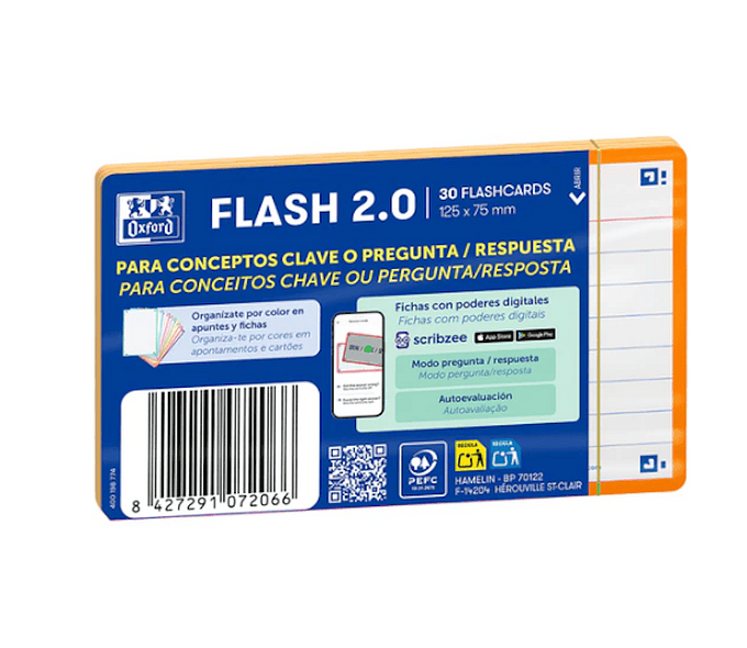 FLASHCARDS 2.0 OXFORD 75X125 30F 1LINHA LARANJA