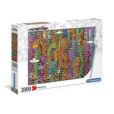 Puzzle - Coleção Mordillo - Impossible 2000 peças - CLEMENTONI. A Selva / The Jungle. nTamanho aprox. montado: 97,5cm x 66,8cm. nTamanho caixa 42 x 28 x 6cm. nAutor: Guillermo Mordillo.nn