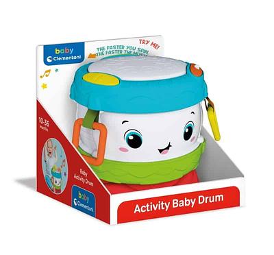 Um tambor cheio de atividades e melodias divertidas para descobrir o mundo da música e o sentido de ritmo! Pressionando o botão na moldura do tambor.nContém LED.