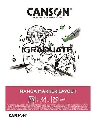 BLOCO DE DESENHO CANSON GRADUATE MANGA MARKER LAYOUT A4 70GR
