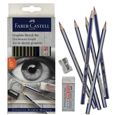 FABER CASTELL - SET DESENHO - LAPIS+BORRACHA+APARALAPIS - CX. 6 UND DE LAPIS