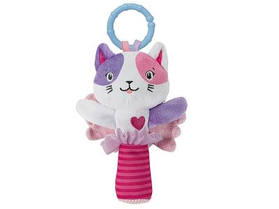 Detalhe do produto:n- 1 peluche gatinha com chocalho;n- 100% lavável;nnInformação: Ideal para bebés a partir dos 0 meses.