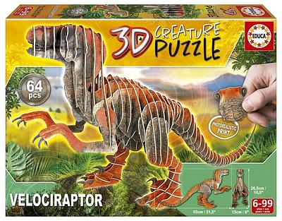 Com a Educa podes criar um extraordinário puzzle de cartão 3D da imagem do dinossauro Velociraptor, seguindo as instruções passo a passo. Cada peça é numerada para ajudar na montagem.